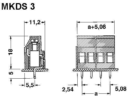 MKDS3/ 4-5,08  Print-Klemmleiste 4pol. RM5,08mm