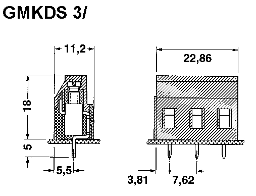 GMKDS 3/ 3-7,62  Print-Klemmleiste 2pol. RM7,62mm
