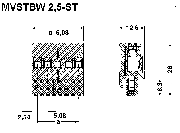 MVSTBW2,5/17-ST-5,08  Stiftleiste 17pol. RM5,08mm, vertikal z. L