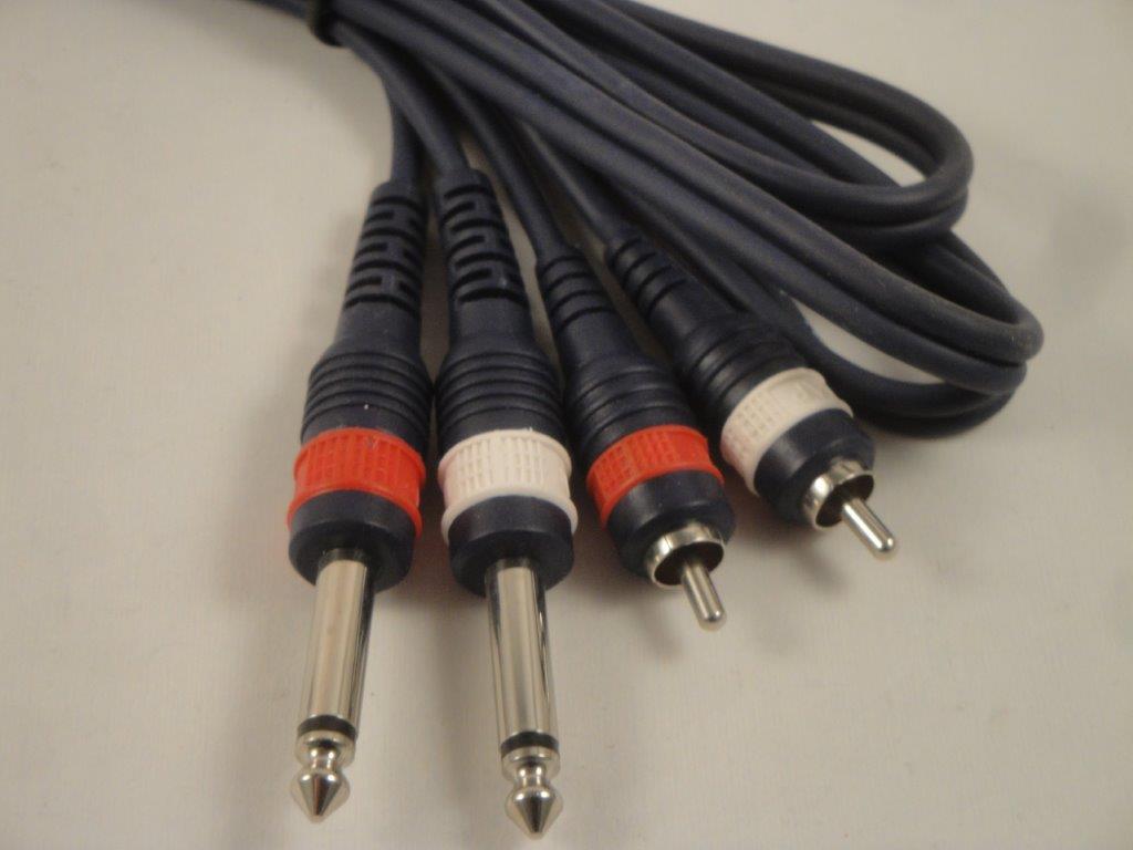Audiokabel 2xKlinke6,3 mono / 2xCinch ST/ST 1,5m, blau