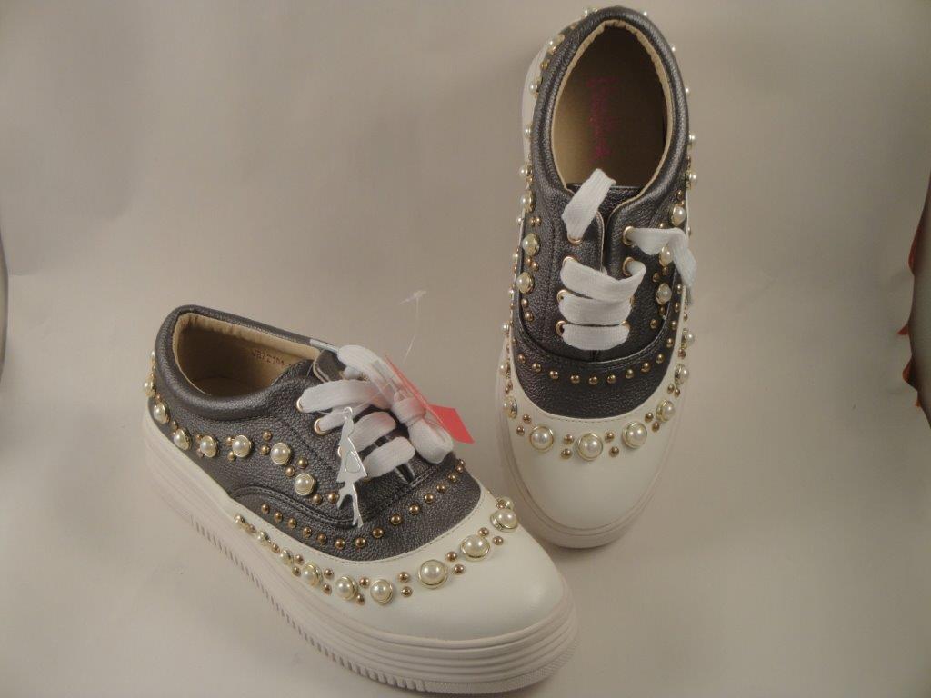 Damen Schuhe, Größe 37, weiß/grau, VB72101