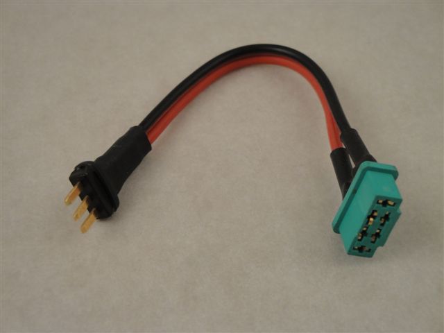 MPX Adapterkabel, MPX-Stecker 3pol - MPX HS-Buchse verg. 2x0,5m